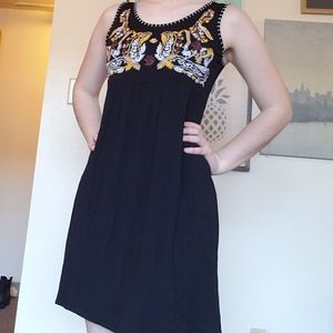 embroidered black dress
